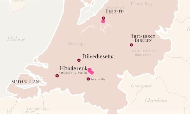 Map of Breda area in Noord-Brabant, Netherlands